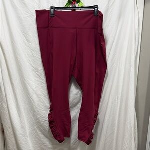 Fabletics Burgundy Ruffle Leggings